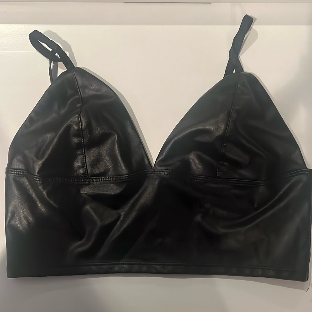 Black Leather Tank Top